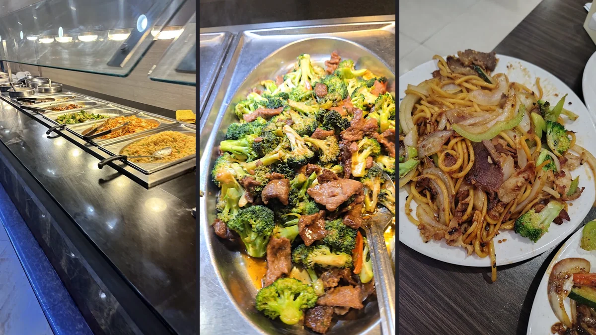 Takeaway containers arranged near buffet selections